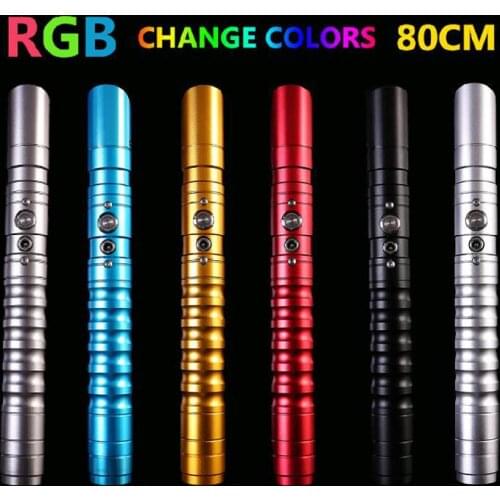 80cm RGB 11 Color Lightsaber Light Saber Metal Stick Sword Discoloration Laser Cosplay Toy Luminous Outdoor Creative Wars Toys