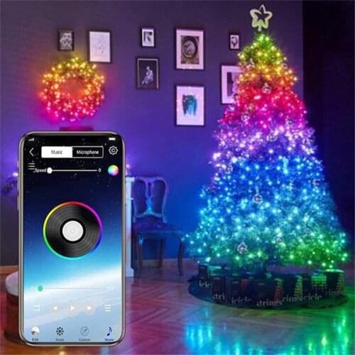 20M Bluetooth App Control With Music Mode USB LED Copper Wire String Fairy Light Wedding Party Christmas Tree Garland Light