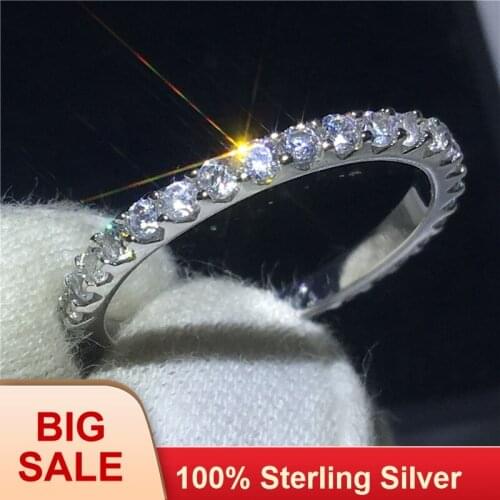 Eternal Female Promise ring 100% Soild Silver color Jewelry Round AAAAA Zircon cz Engagement wedding band rings for women