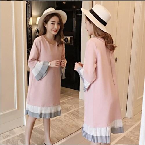 Spring Maternity Dresses Long Sleeve Pregnancy Maternity Chiffon Clothing Ruffles Casual Fashion Dress for Pregnant Women
