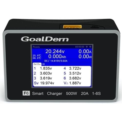 GoalDern F6 500W 20A Smart Battery Balance Charger Discharger for LiFe Lilon LiPo LiHv NiMh NiCd Pb Over Current Vol Protection
