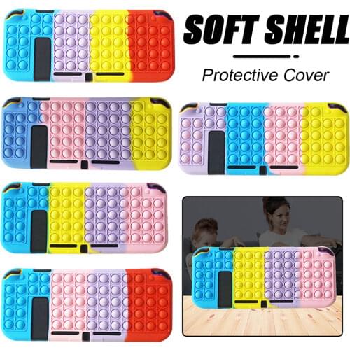 Fidget Silicone Toys Case Anti Anxiety Toys Game Console Protective Cover For Nintendo Switch Console Push Bubble Case Shell