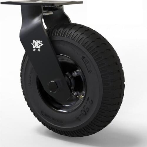 Electrophoresis Full Black 8-inch Inflatable Rubber Caster Universal Wheel Air Hotel Lobby Luggage Cart Service Car