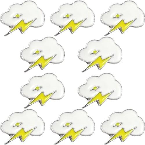 10Pcs Clouds Lightning Enamel pin Custom Yellow White Brooches For Women Backpacks Clothes Lapel Pin Weather Jewelry Badge