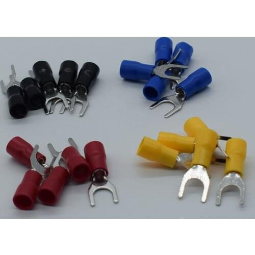 100PCS Cold-press terminal SV1.25 3.2 fork U Y type insert plug 0.5 thick spring connector