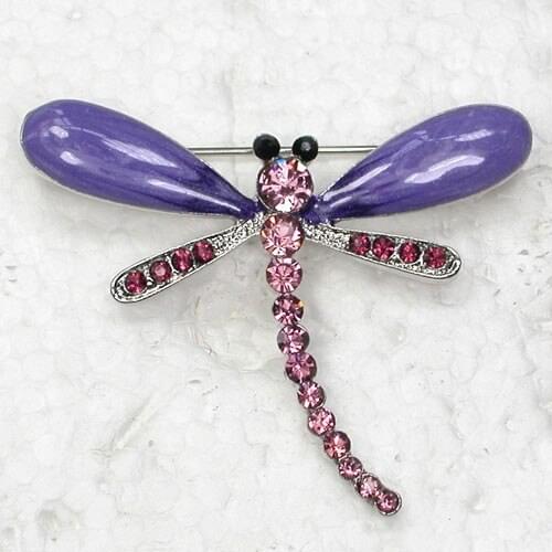 12pcs/lot Wholesale Fashion Brooch Rhinestone Enamel Dragonfly Pin brooches jewelry Gift C101351