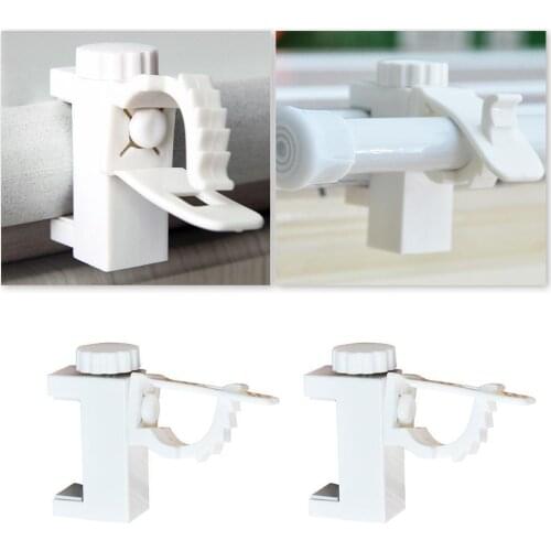 2pcs Nail-free Adjustable Rod Bracket Holders Shower Curtain Bracket Drapery Hooks Shelf Rod Wall Adhesive Tools Household