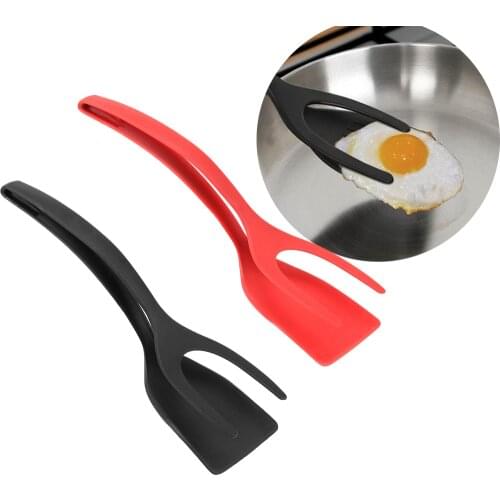 2 In 1 Grip Flip Tongs Egg Spatula Tongs Clamp Pancake Fried Egg French Toast Omelet Overturned Turner Kitchen Accessories