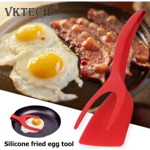 2 In 1 Grip Flip Tongs Egg Spatula Tongs Clamp Pancake Fried Egg French Toast Omelet Overturned Turner Kitchen Accessories