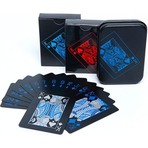 2 Kinds Red/Blue Frosted Waterproof Playing Cards with Metal Box For Gift/Party/Family Game Magic Plastic Poker Cards 57x87mm