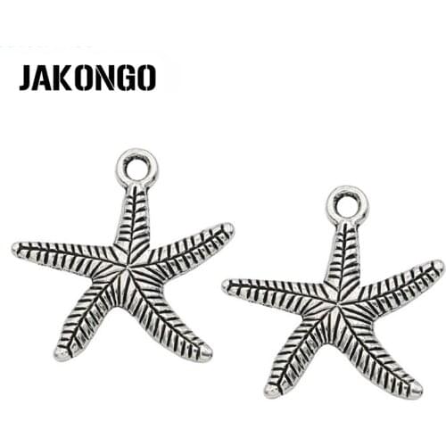 20PCS Tibetan Silver Plated Starfish Charms Pendants for Jewelry Making DIY Handmade Craft 25x25mm