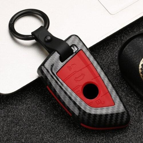 2019 Fashion ABS PC Carbon Fiber Silica Gel Car Key Cover Case For BMW X5 F15 X6 F16 G30 7 Series G11 X1 F48 F39 Hotcar keychain