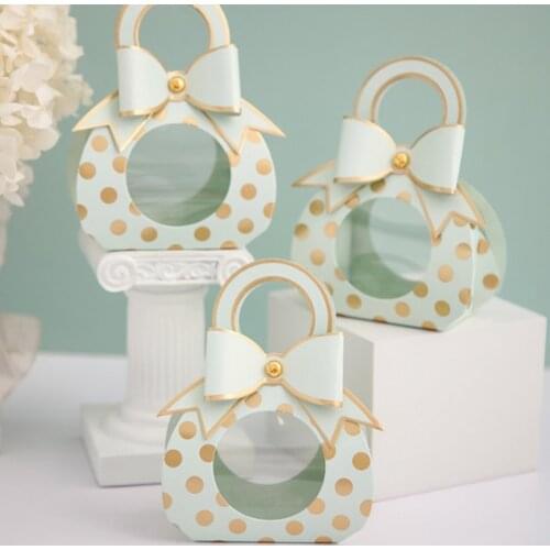 5Pcs Portable Candy Bag Cute Bow Mini Gift Bag Box for Party Baby Shower Paper Chocolate Candy Box Wedding Favours Boxes