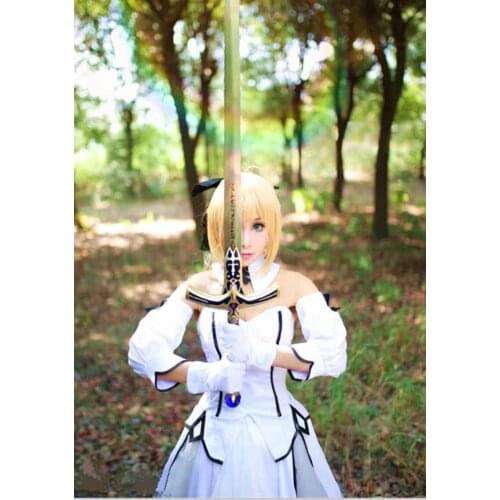Anime FATE/ZERO Saber Lily White Fighting Suit Cosplay Costume