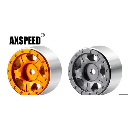 AXSPEED 4Pcs 1.0inch Micro CNC Metal Beadlock Wheel Rims Hub for 1/24 RC Crawler Axial SCX24 90081 AXI00001 AXI00002 Parts