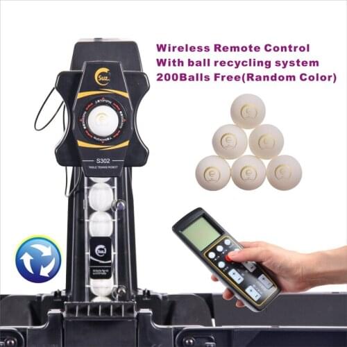 Wireless Remote Control Table Tennis Robot S302 PING PONG Training Machine Automatic Tennis-Ball-Machine for 40+ balls