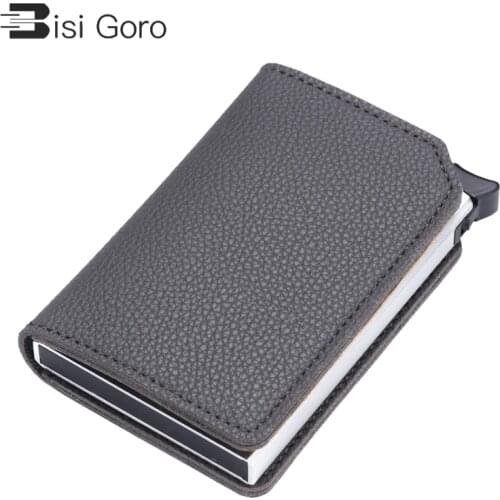 BISI GORO 2021 Carbon Fiber Anti-theft Card Holder RFID Pop-up Clutch Multi Men and Women Unisex Card Case Multi Smart Wallet