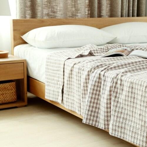 Brand throw blanket travel portable home use summer rectangle plaid high quality export level blankets for beds cotton grey pink