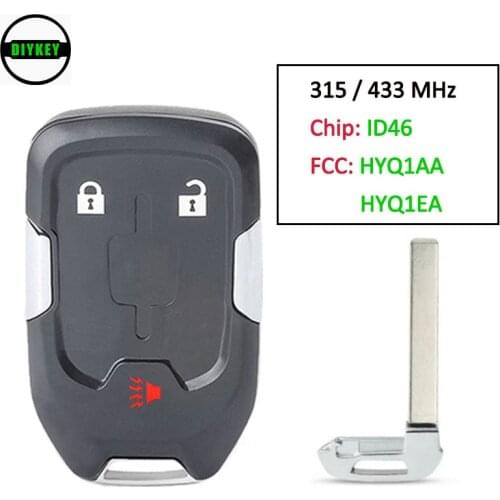 DIYKEY for GMC Acadia Terrain 2017 2018 2019 2020 Smart Remote Key Fob 3 Button 315MHz HYQ1AA 13591388 433MHz HYQ1EA 13508276