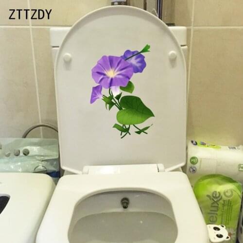 ZTTZDY 15.6*22.7CM Purple Cartoon Daffodil Bedroom Wall Decal Decor Home WC Toilet Seat Stickers T2-0149