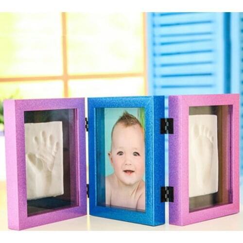 Photo frame swing sets creative child born baby hands and feet inkpad Memorial combination phase frame wall sticker Home decor