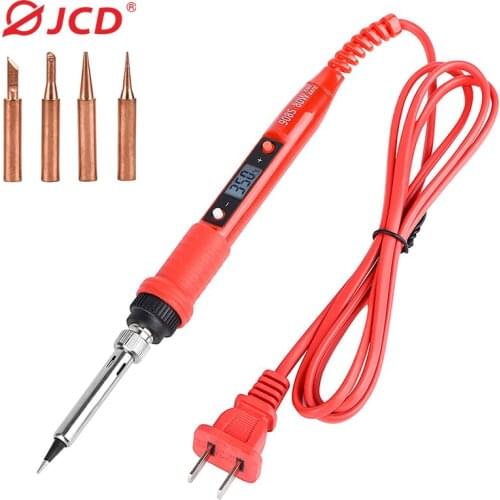JCD 80W LCD Display Soldering Iron Kits with Tips Adjustable Temperature 220V Solder Iron Ceramic Heater Welding Repair tools