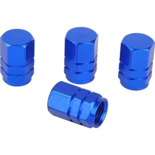 JX-LCLYL 4pcs Universal Aluminum Car Wheel Tire Tyre Valve Air Stem Cap Cover Blue