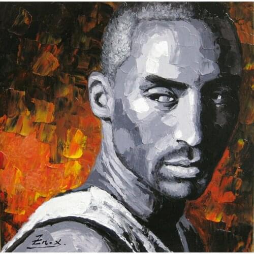 100%Handmade oil painting, palette knife painting ,original portrait painting Kobe Bryant