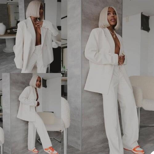 White Bridal Women Blazer Suits Fashion Wedding Mother of the Bride Tuxedos Long Sleeve Work Coat Pants Office Lady 2 Pieces