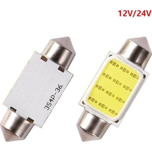 100X 12V/24V Dome Festoon Light 31mm 36mm 39mm 42mm C5W Car Led COB 12 chip Auto super bright COB Festoon Dome Interior Light