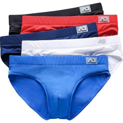 New Mens Swimming Trunks Low Waist Sexy Solid Color Bikini European And American Fashion Triangle Beachwear Summer Beach Surf