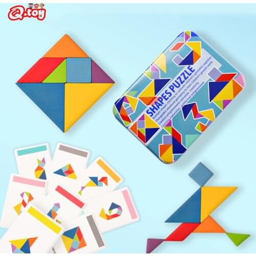 New Egg and Heart Shape Tangram Wooden 3D Jigsaw Puzzle Learning Toys for Children Baby Educational Toy Kids Interactive Game Gi