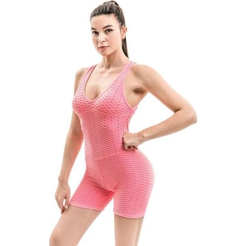 Gym Clothing Backless One-piece Sports Shorts Sexy Buttocks Fitness Clothes Yoga Jumpsuit Tracksuit Women Workout