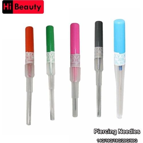 50pcs/lot Disposable I.V Catheter 14G 16G 18G 20G 22G Punch Needles Sterile Body Piercing Needles Sterile Tattoo Needles