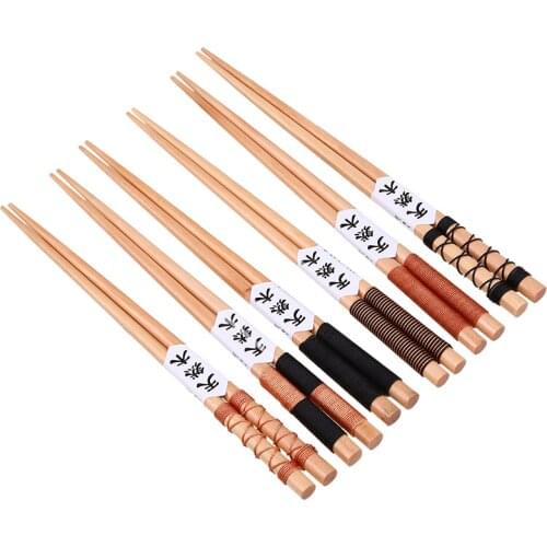 1pair Wood Chopsticks Sushi Food Sticks Natural Chop Sticks Household Round Cutlery Tableware Kitchen Accessories