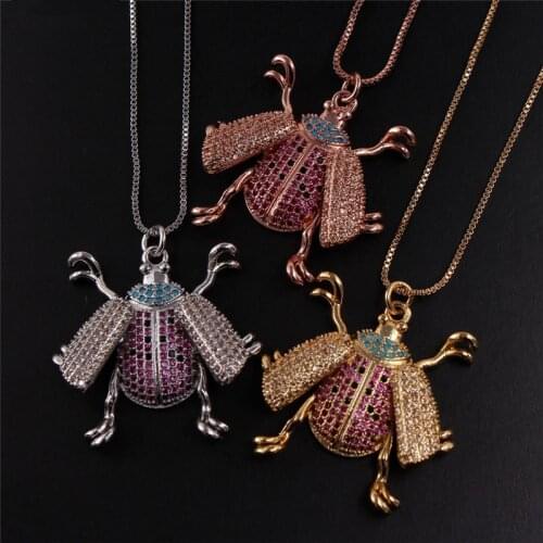 3 zircon beetle bug pendant insect cubic zircon insect pendant mixed color lifelike beetle charm pendant