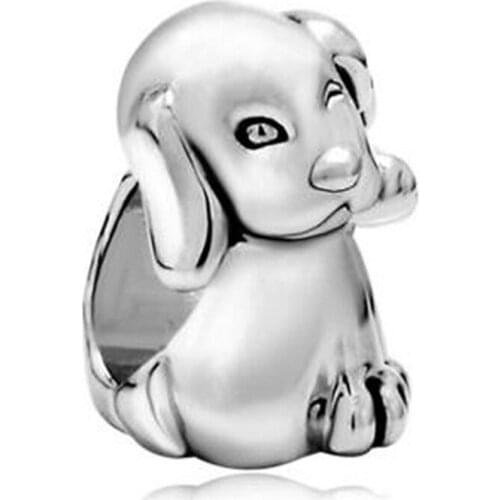 Slide beads cute puppy animal charm beads, feminine holiday gift accessories fit Pandora charm bracelets