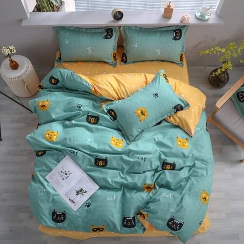 Lovely Cartoon Cats Printed Girl Boy Kid Bed Cover Set Duvet Cover Adult Child Bed Sheet Pillowcase Comforter Bedding Set 61076