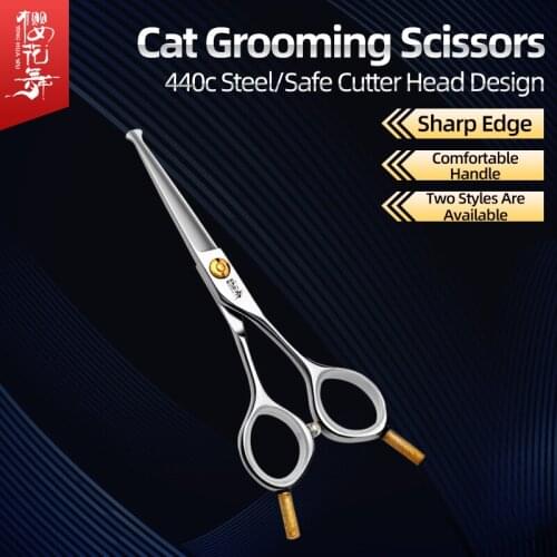 Cat straight scissors cat hair cutting artifact hair trimming beauty direct tooth scissors 5.0 inch shaving scissors special sci