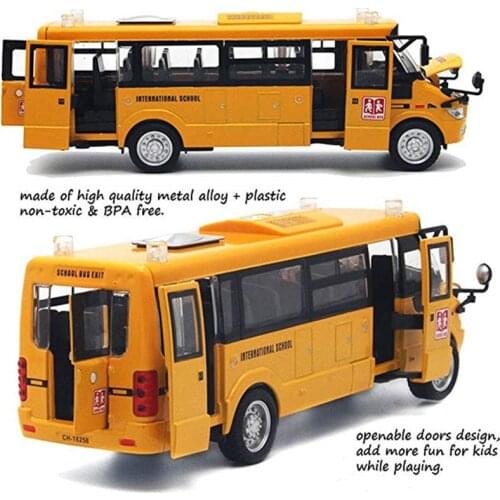 School Bus Toy Die Cast Vehicles Yellow Large Alloy Pull Back 9'' Play Bus with Q6PD