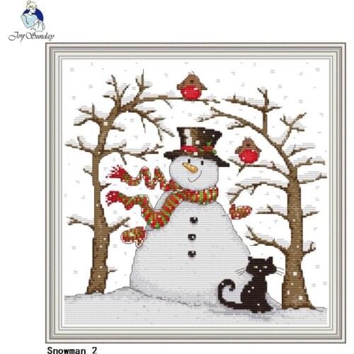 Snowman(2) cartoon pattern cross stitch Aida 14ct 11ct canvas printing chinese cross stitch needlework embroidery kit DIY crafts