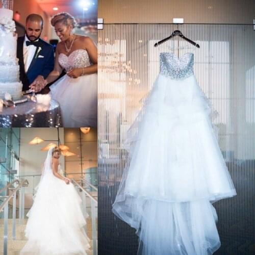 Vestido de Noiva 2021 crystal Wedding Dress sweetheart sexy sweep train off shoulder Bridal Gown wedding gown Robe De Mariee