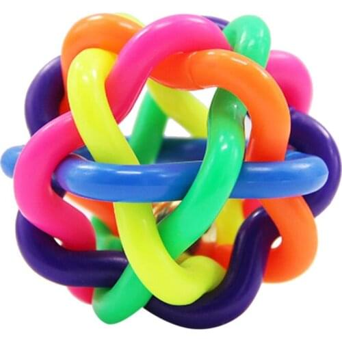 Pet Dog Supplies Colorful Rubber Ball With Bell Bite Resistant Pet Dog Chewing Toy Pet Accessories Dog Cat Toy