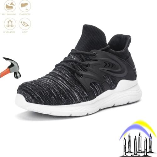 Safety Shoes Mens Fashion Indestructible Steel Toe Cap Work Boots Anti-piercing Anti-smash Breathable Comfor Non-Slip Sneakers
