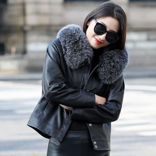 Genuine Leather Winter Jacket Women Fox Fur Collar Real Sheepskin Coat Korean Down Jackets Abrigo Mujer ZM-1803 MY1264