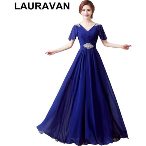 Ladies bridal v neck blue red hot pink a line bridal tank chiffon bridesmaid dress long party plus size floor length dresses