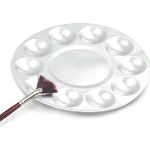 1pc Art Paint Aluminium Drawing Tray Color Palette For Oil Watercolour Painting Pallet 6/10 cells rectangle/round Design