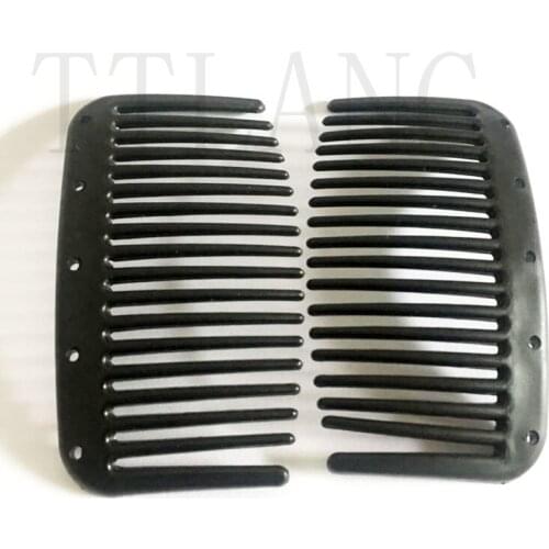 100pcs/lot 8.5*4.5cm DIY Black Plain Plastic Magic Hair Comb With 5 Holes Wooden Magic Comb