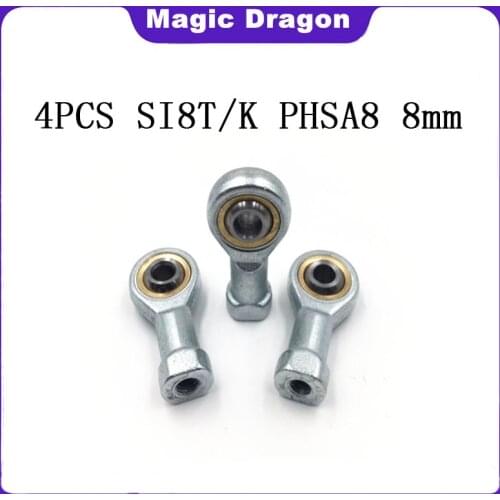 4pcs SI8T/K PHSA8 8mm High quality right hand female thread metric rod end joint bearing M8*1.25mm SI8 TK shalft power tool auto