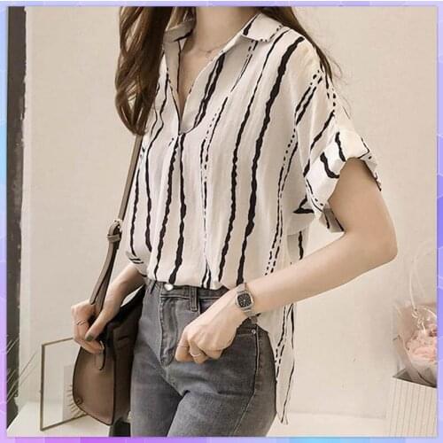 4XL Plus Size Oversized T-shirt Womens Tee Shirt Striped Chiffon Shirt Short-Sleeved Cotton And Linen T-shirt Summer Thin Tops